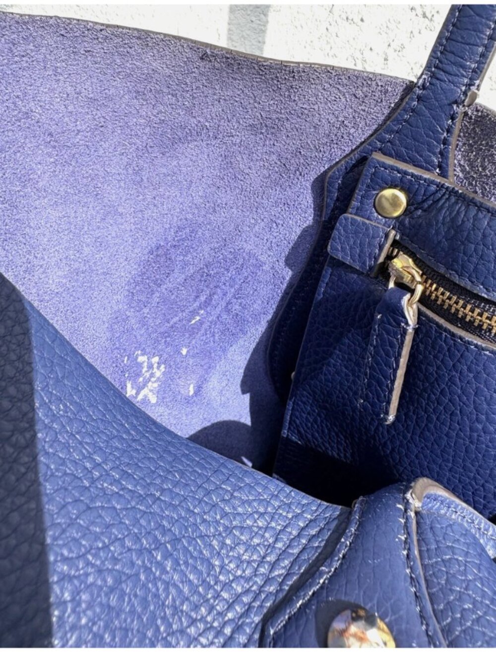 ANNABEL INGALL Isabella Tote in DEEP BLUE size LARGE -- Luxury Leather Bag! - Picture 9 of 13